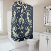 抽象芸術・アート海軍の背景と複雑なアーミニマルト シャワーカーテン (インサイチュ)