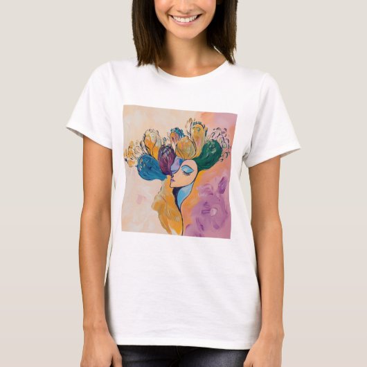 抽象芸術・アー絵を描ト・フローラ・モダンデザイン Tシャツ (正面)