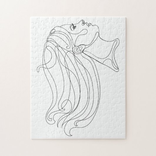 抽象芸術・ウーマン・ポートレート・モダンラインアート ジグソーパズル (縦)