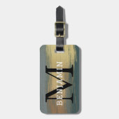 抽象芸術·エレガント金ゴールドとグレー·メンズ·モノグラム ラゲッジタグ (正面縦)
