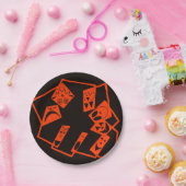 抽象芸術、カボチャ顔オン黒、ハロウィーン ペーパープレート (パーティー)