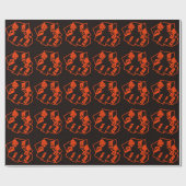 抽象芸術、カボチャ顔オン黒、ハロウィーン ラッピングペーパー (フラット)