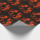 抽象芸術、カボチャ顔オン黒、ハロウィーン ラッピングペーパー (角)