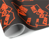 抽象芸術、カボチャ顔オン黒、ハロウィーン ラッピングペーパー (ロールコーナー)