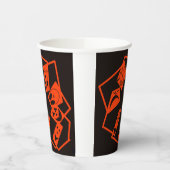 抽象芸術、カボチャ顔オン黒、ハロウィーン 紙コップ (左)