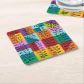 抽象芸術、カラフルデザイン スクエアペーパーコースター (アングル)