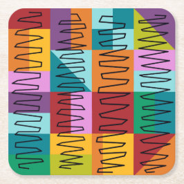 抽象芸術、カラフルデザイン スクエアペーパーコースター