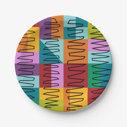 抽象芸術、カラフルデザイン ペーパープレート (正面)