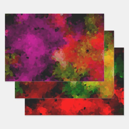 抽象芸術,クリエイティブ，モザイク，結晶，緑，黄 ラッピングペーパーシート (セット)