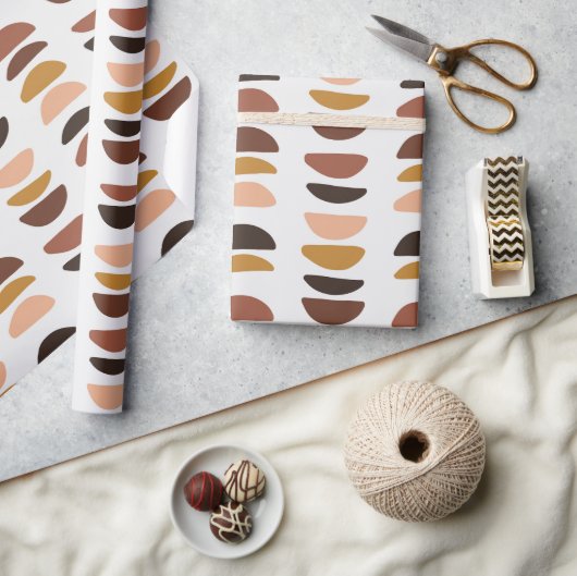 抽象芸術 |クリスマス |ベージュ |ミニマル | | ラッピングペーパー (クラフト)