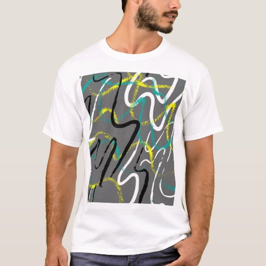 抽象芸術:グランジ波線。 Tシャツ (正面)