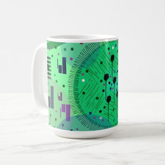 抽象芸術:グリーンキウイフルーツ コーヒーマグカップ (正面左)