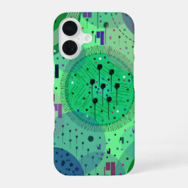 抽象芸術:グリーンキウイフルーツ iPhone 16ケース