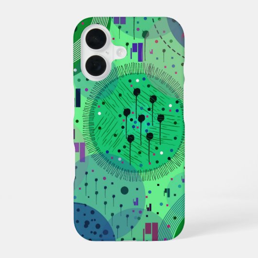 抽象芸術：グリーンキウイフルーツ iPhone 16ケース (裏面)