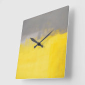「抽象芸術」シンプルグレーとイエローアートクロック スクエア壁時計 (傾斜)