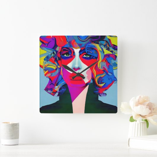 抽象芸術 スクエア壁時計 (ホーム)