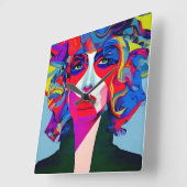 抽象芸術 スクエア壁時計 (傾斜)