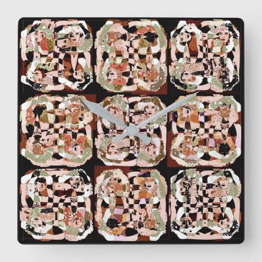 抽象芸術 スクエア壁時計 (正面)