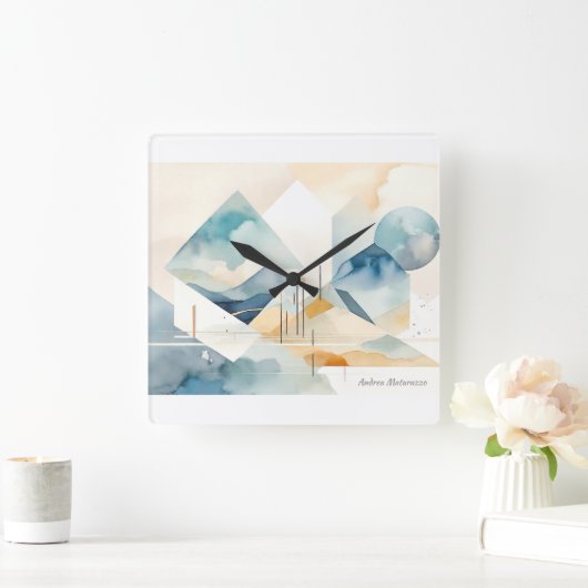 抽象芸術 スクエア壁時計 (ホーム)