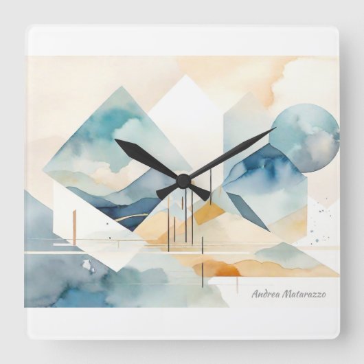 抽象芸術 スクエア壁時計 (正面)