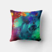 抽象芸術(ティール(緑がかった色)と赤) クッション (裏面)