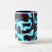 抽象芸術・テープの明るいシアン色が濃い赤色 マグカップ (中央)
