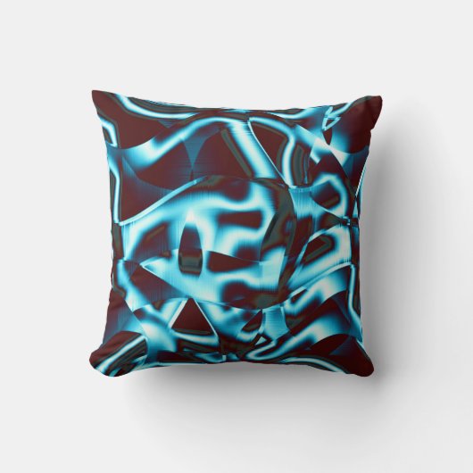 抽象芸術・テープ上の青いシアンの色合いが濃い赤 クッション (正面)