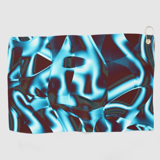 抽象芸術・テープ上の青いシアンの色合いが濃い赤 ゴルフタオル (横)