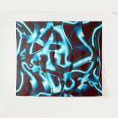 抽象芸術・テープ上の青いシアンの色合いが濃い赤 タペストリー (正面(横))