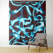 抽象芸術・テープ上の青いシアンの色合いが濃い赤 タペストリー (インサイチュ)