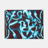 抽象芸術・テープ上の青いシアンの色合いが濃い赤 ドアマット (正面)
