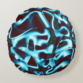 抽象芸術・テープ上の青いシアンの色合いが濃い赤 ラウンドクッション