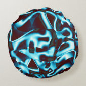 抽象芸術・テープ上の青いシアンの色合いが濃い赤 ラウンドクッション (裏面)