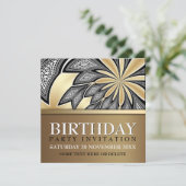 抽象芸術·トライバル·ゴールデン·バースデー·パーティーの招待 招待状 (スタンド正面)