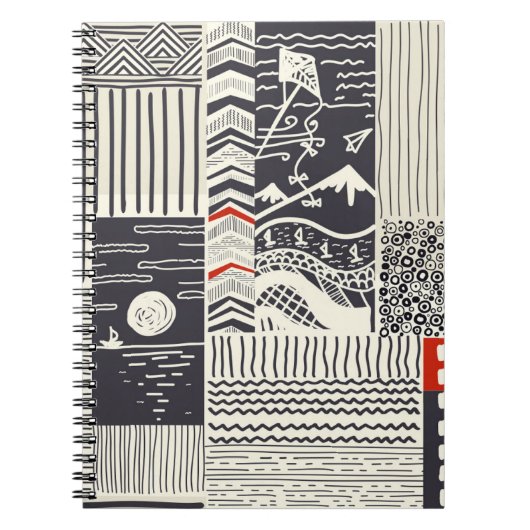 抽象芸術・ドットからのシームレスなパッチワーク・パターン。 ノートブック (正面)