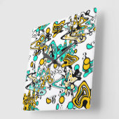 抽象芸術・ドードル スクエア壁時計 (傾斜)