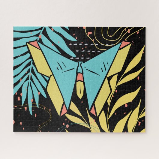 抽象芸術&ドールフラワーカラフルバタフライ自然 ジグソーパズル (横)