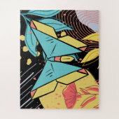 抽象芸術&ドールフラワーカラフルバタフライ自然 ジグソーパズル (縦)