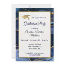 抽象芸術・ネイビー・ブルー・アゲート・金ゴールド・キャップ卒業