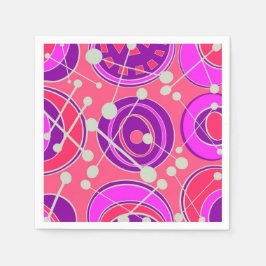 抽象芸術、ピンクとオレンジのジオシェイプデザイン スタンダードカクテルナプキン