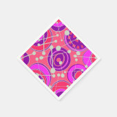 抽象芸術、ピンクとオレンジのジオシェイプデザイン スタンダードカクテルナプキン (角)