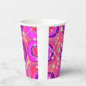 抽象芸術、ピンクとオレンジのジオシェイプデザイン 紙コップ (左)