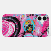 抽象芸術：ピンクのカオスと創造 iPhoneケース (裏面横)