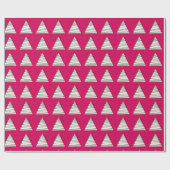 抽象芸術、ピンクのクリスマスの白い木 ラッピングペーパー (フラット)