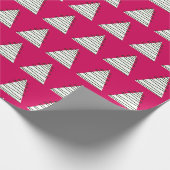 抽象芸術、ピンクのクリスマスの白い木 ラッピングペーパー (角)