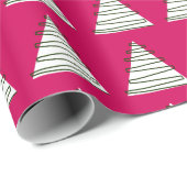 抽象芸術、ピンクのクリスマスの白い木 ラッピングペーパー (ロールコーナー)