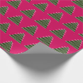 抽象芸術、ピンクのクリスマスの緑の木 ラッピングペーパー (角)