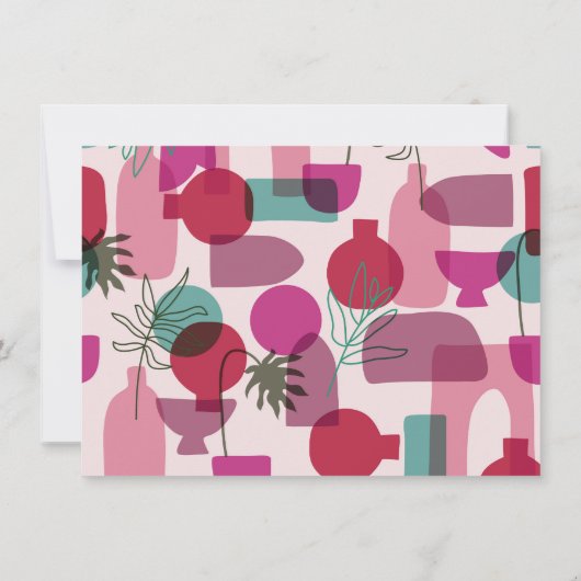 抽象芸術 |ピンクの写真の卒業発表 招待状 (裏面)