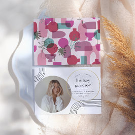 抽象芸術 |ピンクの写真の卒業発表 招待状