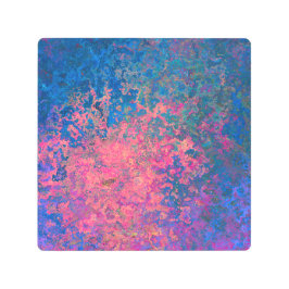 抽象芸術，ピンク，紫と青，アルコールインク メタルプリント